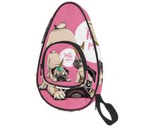 VAPOKF Table Tennis Bat Cover, Funny Hello Pugicorn Cute Puppy Ping Pong Paddle Bat Bag, Table Tennis Racket Case Paddle Bag with Pouch for 4-5 Balls