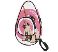 VAPOKF Table Tennis Bat Cover, Hello Pugicorn Funny Pug Dog Ping Pong Paddle Bat Bag, Table Tennis Racket Case Paddle Bag with Pouch for 4-5 Balls