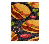 VAPOKF Tasty jJuicy Greasy Cheeseburger Passport Holder Travel Wallet Leather Card Case Cover, 11.5x16.5cm