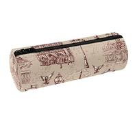 VAPOKF The River Seine Notre Dame Pencil Cases, PU Leather Pen Bag Student Stationery Organiser Bag Makeup Pouch for Women Girls Boys Kids School Office Supplies