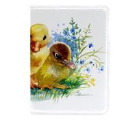 VAPOKF Three Ducklings Playing on The Grass Passport Holder Travel Wallet Leather Card Case Cover, 11.5x16.5cm