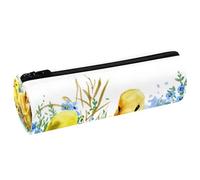 VAPOKF Three Ducklings Playing on The Grass Pencil Cases, PU Leather Pen Bag Student Stationery Organiser Bag Makeup Pouch for Women Girls Boys Kids School Office Supplies