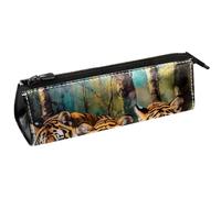 VAPOKF Three Tigers on Forest Pen Bag Stationery Pouch Pencil Bag Cosmetic Pouch Bag Compact Zipper Bag