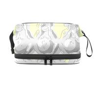 VAPOKF Three Wise Monkeys Cosmetic Bag for Women and Girls, Travel Toiletry Bag Makeup Handy Pouch Organizer Bag with Brush Compartment