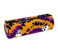 VAPOKF Tie Dye Spiral with Skull Pencil Cases, PU Leather Pen Bag Student Stationery Organiser Bag Makeup Pouch for Women Girls Boys Kids School Office Supplies