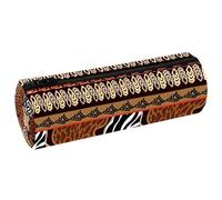 VAPOKF Tiger Stripes Leopard Spots Skin Pencil Cases, PU Leather Pen Bag Student Stationery Organiser Bag Makeup Pouch for Women Girls Boys Kids School Office Supplies