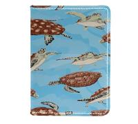 VAPOKF Tortoise on Ocean Water Passport Holder Travel Wallet Leather Card Case Cover, 11.5x16.5cm