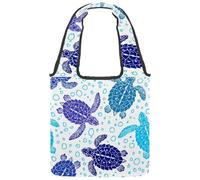 VAPOKF Tortoise under Water World Canvas Tote Bags, Women's Shoulder Handbags, Large Reusable Carry Bag Shoulder Bag for School Work Office Travel Shopping Casual