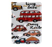 VAPOKF Tractor Bus Truck Car Taxi Passport Holder Travel Wallet Leather Card Case Cover, 11.5x16.5cm