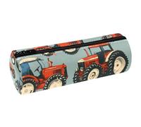 VAPOKF Tractors Farm Machinery Print Pencil Cases, PU Leather Pen Bag Student Stationery Organiser Bag Makeup Pouch for Women Girls Boys Kids School Office Supplies
