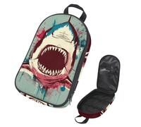 VAPOKF Travel Camping Utensils Organizer Bag,Angry Shark Storage Bag for Cooking Utensil Set, Kitchen Accessories Storage Pouch for Outdoor BBQ, Bag Only