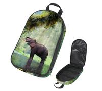 VAPOKF Travel Camping Utensils Organizer Bag, Beautiful Forest Green Elephant River Water Storage Bag for Cooking Utensil Set, Kitchen Accessories Storage Pouch for Outdoor BBQ, Bag Only