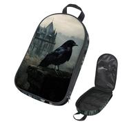 VAPOKF Travel Camping Utensils Organizer Bag, Black Raven Castle Storage Bag for Cooking Utensil Set, Kitchen Accessories Storage Pouch for Outdoor BBQ, Bag Only
