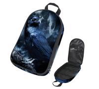VAPOKF Travel Camping Utensils Organizer Bag, Black Raven in Creepy Moonlight Storage Bag for Cooking Utensil Set, Kitchen Accessories Storage Pouch for Outdoor BBQ, Bag Only