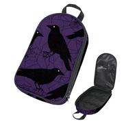 VAPOKF Travel Camping Utensils Organizer Bag, Black Raven on Spider Web Storage Bag for Cooking Utensil Set, Kitchen Accessories Storage Pouch for Outdoor BBQ, Bag Only