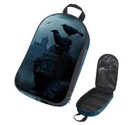 VAPOKF Travel Camping Utensils Organizer Bag, Black Raven on Stone Storage Bag for Cooking Utensil Set, Kitchen Accessories Storage Pouch for Outdoor BBQ, Bag Only