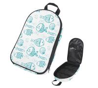 VAPOKF Travel Camping Utensils Organizer Bag, Blue Hand Drawn Fish Pattern Swim Storage Bag for Cooking Utensil Set, Kitchen Accessories Storage Pouch for Outdoor BBQ, Bag Only