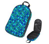 VAPOKF Travel Camping Utensils Organizer Bag, Blue Royal Green Fish Scale Pattern Storage Bag for Cooking Utensil Set, Kitchen Accessories Storage Pouch for Outdoor BBQ, Bag Only
