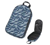 VAPOKF Travel Camping Utensils Organizer Bag, Blue Simple Ripple Leaves Pattern Storage Bag for Cooking Utensil Set, Kitchen Accessories Storage Pouch for Outdoor BBQ, Bag Only