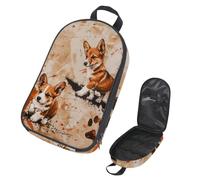 VAPOKF Travel Camping Utensils Organizer Bag, Corgis Pawprints on Grunge Storage Bag for Cooking Utensil Set, Kitchen Accessories Storage Pouch for Outdoor BBQ, Bag Only