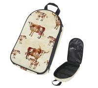 VAPOKF Travel Camping Utensils Organizer Bag, Cow and Highland Cattle Storage Bag for Cooking Utensil Set, Kitchen Accessories Storage Pouch for Outdoor BBQ, Bag Only
