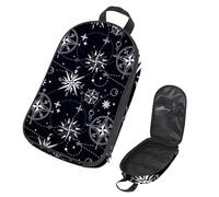 VAPOKF Travel Camping Utensils Organizer Bag, Dark Blue Compass Stars Pattern Storage Bag for Cooking Utensil Set, Kitchen Accessories Storage Pouch for Outdoor BBQ, Bag Only
