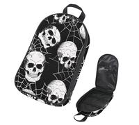 VAPOKF Travel Camping Utensils Organizer Bag,Dead Skull on Spiderweb Storage Bag for Cooking Utensil Set, Kitchen Accessories Storage Pouch for Outdoor BBQ, Bag Only