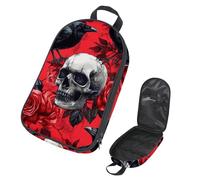 VAPOKF Travel Camping Utensils Organizer Bag, Dead Skull Raven Roses on Red Storage Bag for Cooking Utensil Set, Kitchen Accessories Storage Pouch for Outdoor BBQ, Bag Only