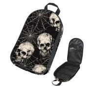 VAPOKF Travel Camping Utensils Organizer Bag,Dead Skull Spider Web Storage Bag for Cooking Utensil Set, Kitchen Accessories Storage Pouch for Outdoor BBQ, Bag Only