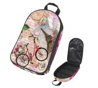 VAPOKF Travel Camping Utensils Organizer Bag, Eiffel Tower Bicycle Rose Heart on Notes Storage Bag for Cooking Utensil Set, Kitchen Accessories Storage Pouch for Outdoor BBQ, Bag Only