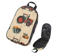 VAPOKF Travel Camping Utensils Organizer Bag, Farm Crops Red Tractors Storage Bag for Cooking Utensil Set, Kitchen Accessories Storage Pouch for Outdoor BBQ, Bag Only
