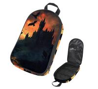 VAPOKF Travel Camping Utensils Organizer Bag, Flying Raven over Castle Storage Bag for Cooking Utensil Set, Kitchen Accessories Storage Pouch for Outdoor BBQ, Bag Only