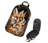 VAPOKF Travel Camping Utensils Organizer Bag, Fox Family Storage Bag for Cooking Utensil Set, Kitchen Accessories Storage Pouch for Outdoor BBQ, Bag Only