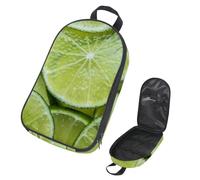 VAPOKF Travel Camping Utensils Organizer Bag, Green Lemon Slice Pattern Storage Bag for Cooking Utensil Set, Kitchen Accessories Storage Pouch for Outdoor BBQ, Bag Only