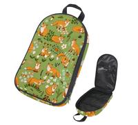 VAPOKF Travel Camping Utensils Organizer Bag, Green Orange Fox Flower Storage Bag for Cooking Utensil Set, Kitchen Accessories Storage Pouch for Outdoor BBQ, Bag Only