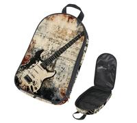VAPOKF Travel Camping Utensils Organizer Bag, Guitar Music Notes on Grunge Storage Bag for Cooking Utensil Set, Kitchen Accessories Storage Pouch for Outdoor BBQ, Bag Only