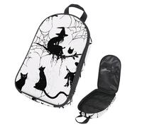 VAPOKF Travel Camping Utensils Organizer Bag, Halloween Black Cat Witch Spiderweb Silhouette Storage Bag for Cooking Utensil Set, Kitchen Accessories Storage Pouch for Outdoor BBQ, Bag Only