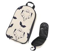 VAPOKF Travel Camping Utensils Organizer Bag, Halloween Ghosts and Bats Storage Bag for Cooking Utensil Set, Kitchen Accessories Storage Pouch for Outdoor BBQ, Bag Only