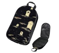 VAPOKF Travel Camping Utensils Organizer Bag, Halloween Graves Dead Tree Pumpkins Storage Bag for Cooking Utensil Set, Kitchen Accessories Storage Pouch for Outdoor BBQ, Bag Only