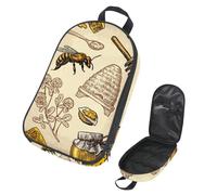 VAPOKF Travel Camping Utensils Organizer Bag, Honey Bee Hive Honeycomb Bread Storage Bag for Cooking Utensil Set, Kitchen Accessories Storage Pouch for Outdoor BBQ, Bag Only