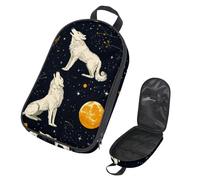 VAPOKF Travel Camping Utensils Organizer Bag, Howling Wolves Moon Storage Bag for Cooking Utensil Set, Kitchen Accessories Storage Pouch for Outdoor BBQ, Bag Only