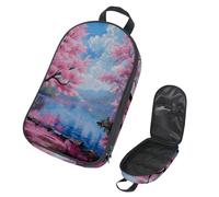 VAPOKF Travel Camping Utensils Organizer Bag, Lakeside Landscape Cherry Tree Storage Bag for Cooking Utensil Set, Kitchen Accessories Storage Pouch for Outdoor BBQ, Bag Only