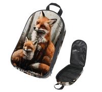 VAPOKF Travel Camping Utensils Organizer Bag, Little Fox Cub and Mother Storage Bag for Cooking Utensil Set, Kitchen Accessories Storage Pouch for Outdoor BBQ, Bag Only