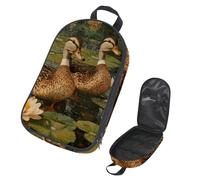VAPOKF Travel Camping Utensils Organizer Bag, Lotus Leave Indian Runner Ducks Storage Bag for Cooking Utensil Set, Kitchen Accessories Storage Pouch for Outdoor BBQ, Bag Only
