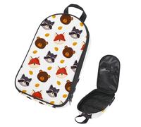 VAPOKF Travel Camping Utensils Organizer Bag, Lovely Bear Fox & Raccoon Head Pattern Storage Bag for Cooking Utensil Set, Kitchen Accessories Storage Pouch for Outdoor BBQ, Bag Only