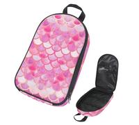 VAPOKF Travel Camping Utensils Organizer Bag, Mermaid Scales Pattern Pink Storage Bag for Cooking Utensil Set, Kitchen Accessories Storage Pouch for Outdoor BBQ, Bag Only