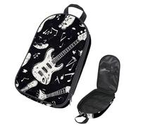 VAPOKF Travel Camping Utensils Organizer Bag, Music Notes Guitars on Black Storage Bag for Cooking Utensil Set, Kitchen Accessories Storage Pouch for Outdoor BBQ, Bag Only