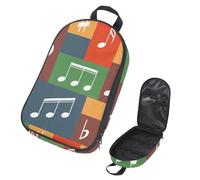 VAPOKF Travel Camping Utensils Organizer Bag, Music Notes on Colorful Grid Storage Bag for Cooking Utensil Set, Kitchen Accessories Storage Pouch for Outdoor BBQ, Bag Only