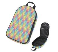VAPOKF Travel Camping Utensils Organizer Bag, Neon Wave Stripes Art Pattern Storage Bag for Cooking Utensil Set, Kitchen Accessories Storage Pouch for Outdoor BBQ, Bag Only