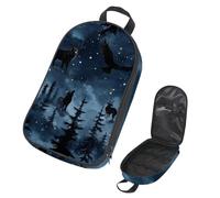 VAPOKF Travel Camping Utensils Organizer Bag, Night Forest Wild Animals Silhouette Storage Bag for Cooking Utensil Set, Kitchen Accessories Storage Pouch for Outdoor BBQ, Bag Only